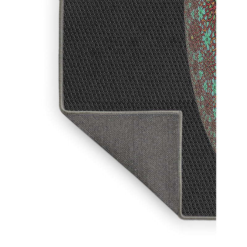 Tapis vert clair / orange / noir Power Loom, Rectangle 5 pi x 7 pi
