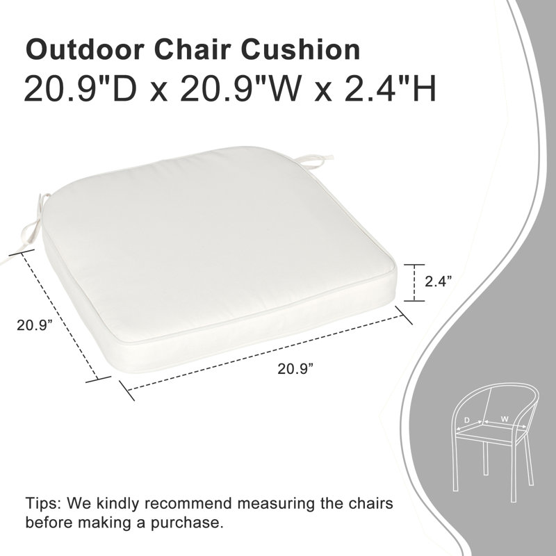 Outdoor Chair Seat Cushion, Ivory, 21" W x 21" D