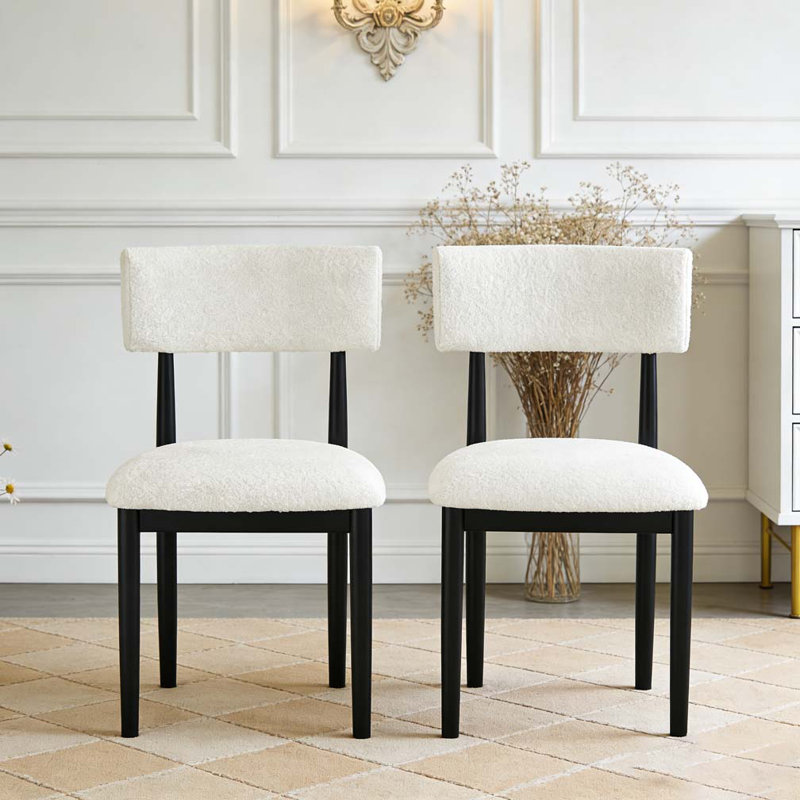 Chaises de salle à manger rembourrées Boucle, Noir