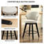 Tabouret de bar pivotant à hauteur de comptoir blanc de 25 po avec 2 pieds en bois massif, revêtement en chenille, pieds de nivellement pour la cuisine, le pub, les tabourets de décoration de salle à manger, blanc, avec îlot de cuisine, Home Graceful-1246106982