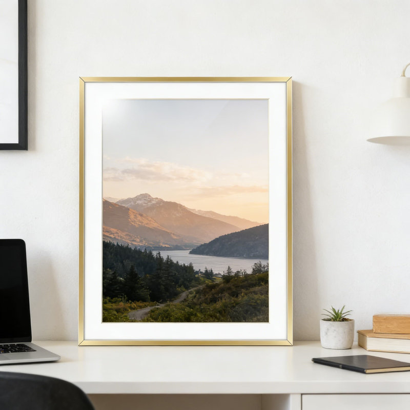 Professional 14X18 Picture Frame Set Of 2 With Mat And Tempered Glass, Modern Thin Metal Frame With Wall Hanging Kit, High Clarity Gallery Display For 12X16 Photos