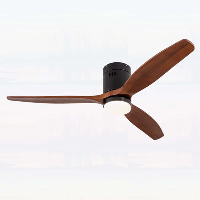 52-inch Straight-Tube Ceiling-Mounted Solid Wood Three-Blade Fan with 3CCT Dimmable Light, Reversible DC Motor, and Remote Control for Living Rooms and Bedrooms