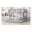 Lit simple superposé en bois d'hévéa simple avec lit gigogne, convertible en lit simple, lit superposé simple avec échelle et garde-corps de sécurité, gris-1438058943