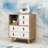Modern Scandinavian Dresser with 4 Drawers, Oak & White, 27.6 x 34.8 x 15.7 inches | 100% Melamine Coated Particle Board, PU Leather Handles, Wooden Legs | Wall-Mountable, Stylish & Functional Storage Solution-472373887