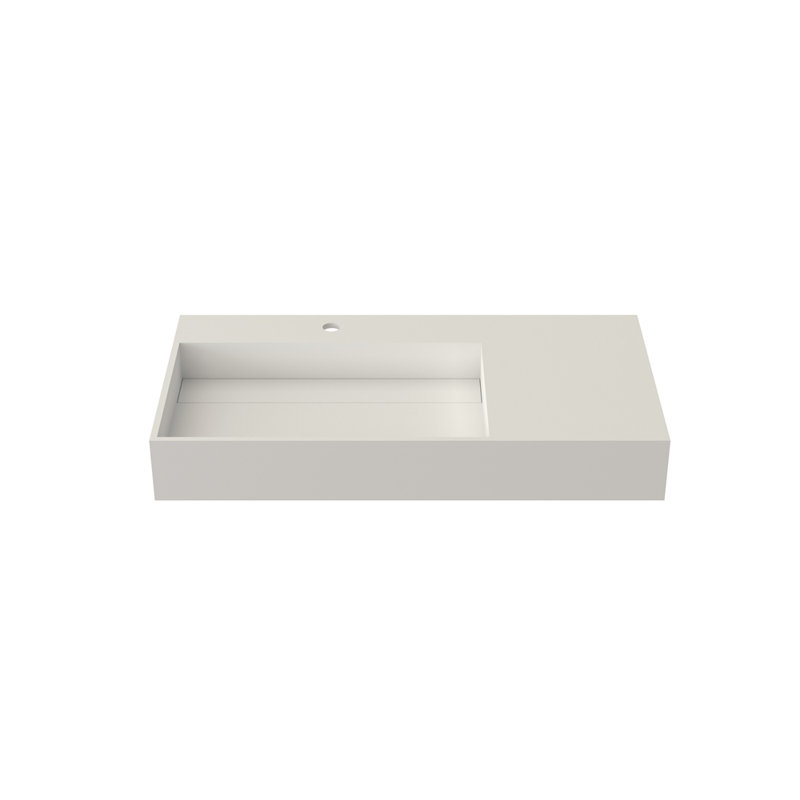 Lavabo de salle de bain à surface solide en résine durable avec installation facile et conception intemporelle