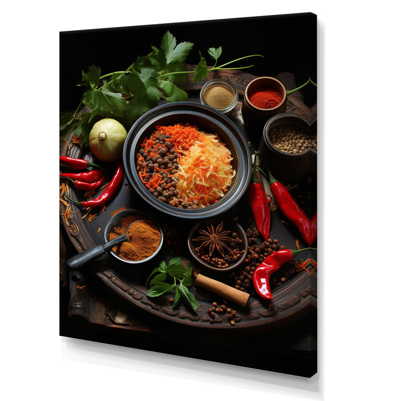 Cuban Cuisine - rouge sur toile, H 32 po x l 16 po x P 1 po, Toile tendue