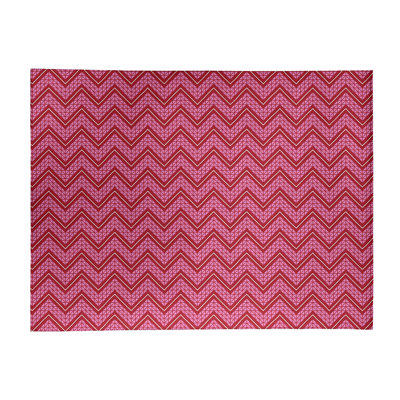 Tapis rose/rouge à chevrons fait main