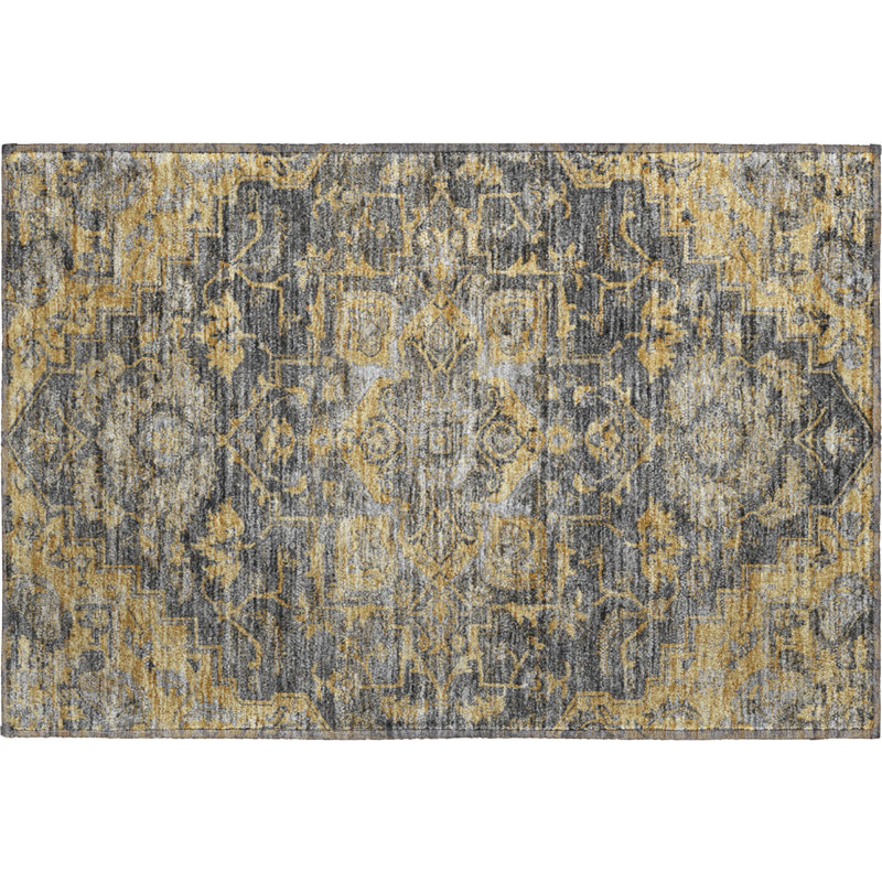 Premium Machine Washable Prisco Gray Rug, Rectangle 1'8" x 2'6"