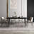 11-Piece Modern Extendable Dining Set, 94.5" Black Marble Look Table with 10 Grey Upholstered Chairs, Tapered Legs-1475895945-1475895944