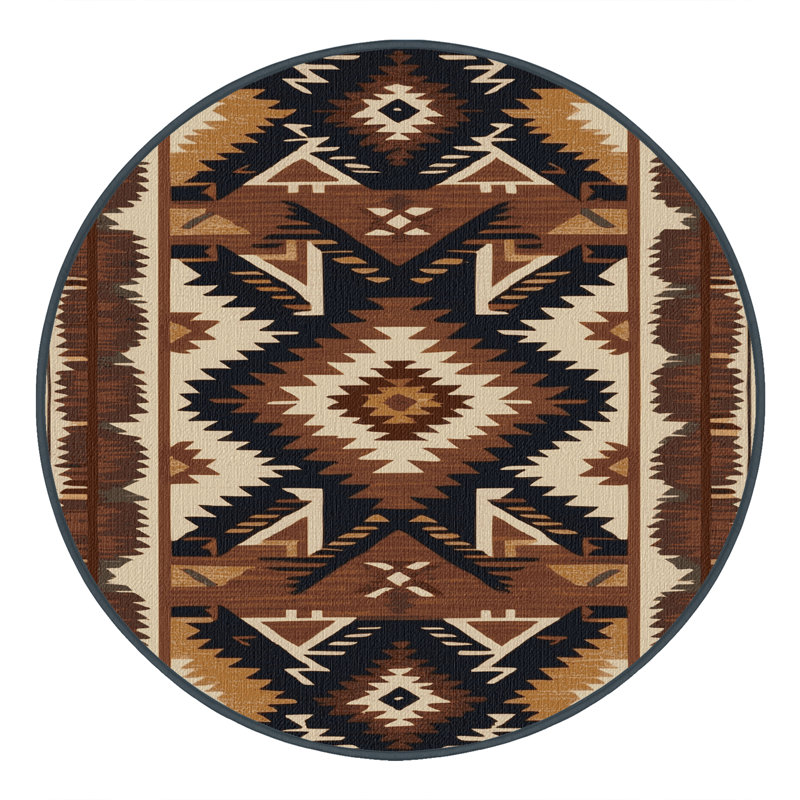  Tapis lavable Southwestern Aztec Southwestern, Rond 3 pi