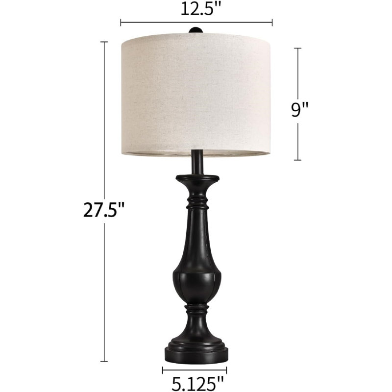 Lampe de table à intensité variable 27,75 "Farmhouse, Noir