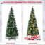 Arbre de Noël artificiel à forme allongée 6 pi avec pommes de pin et branches blanches-1004078111