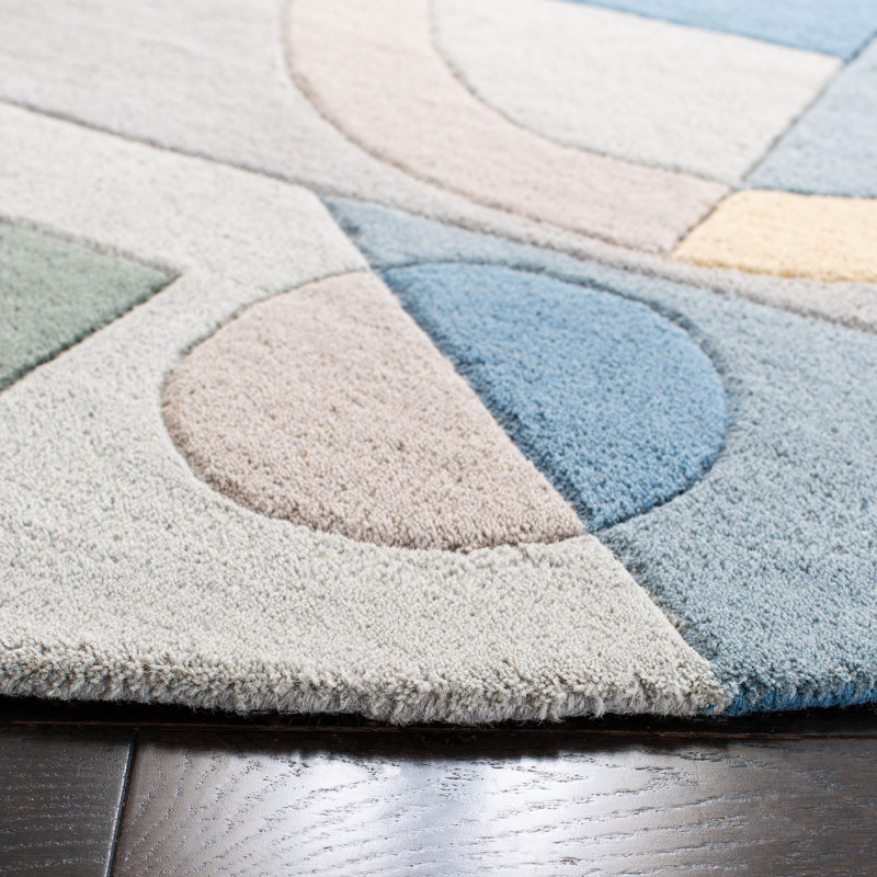 Charbonneau Drive Hand Tufted Wool Abstract Rug, Round 5'9"