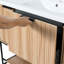 Commode de salle de bain autoportante 48 po avec lavabo en résine et tiroir - porte de finition