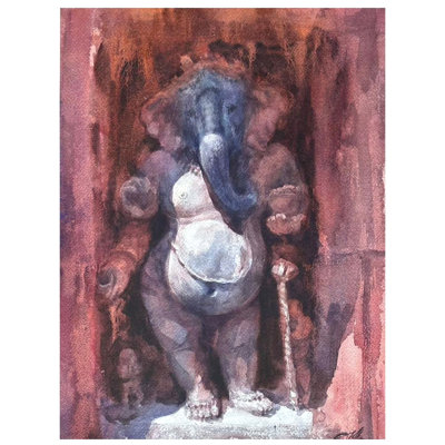 Sculpture de temple, peinture de Ganapati | Mélange de clous en acrylique | Par Sambedna