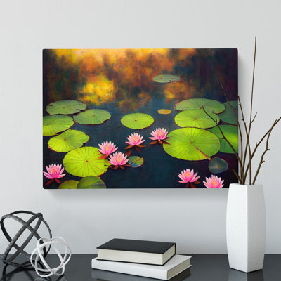 Delightful Water Lily Pond - Wrapped Canvas