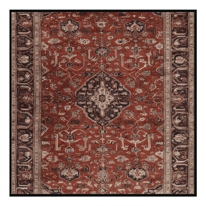 Machine Washable Persian Brown Area Rug, Square 7'