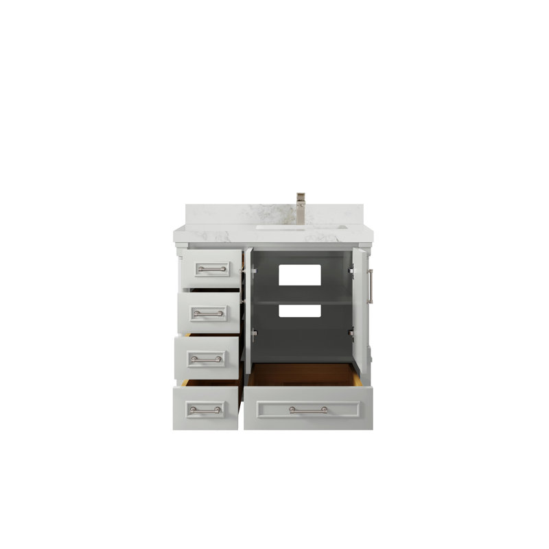 Aberdeen 36'' Single Bathroom Vanity with Top, Calacatta Nuvo