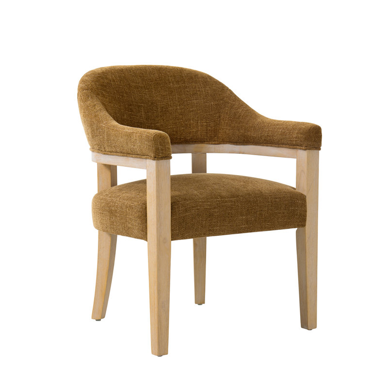Chaise de salle à manger rembourrée avec pieds en bois massif Eliason l 24,25 po Farmhouse, Crème