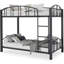 Lit superposé simple au dessus d'un lit simple - Lit double, barrière de sécurité, école