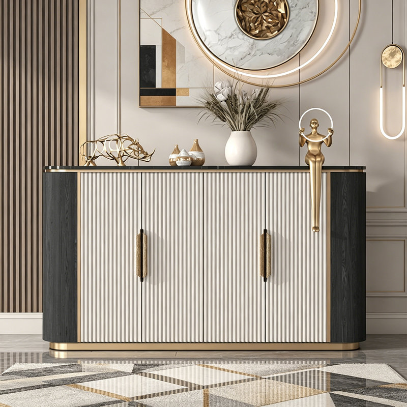 Buffet Modern, H 33,46 po x l 62,99 po x P 15,75 po, Gris anthracite / gris