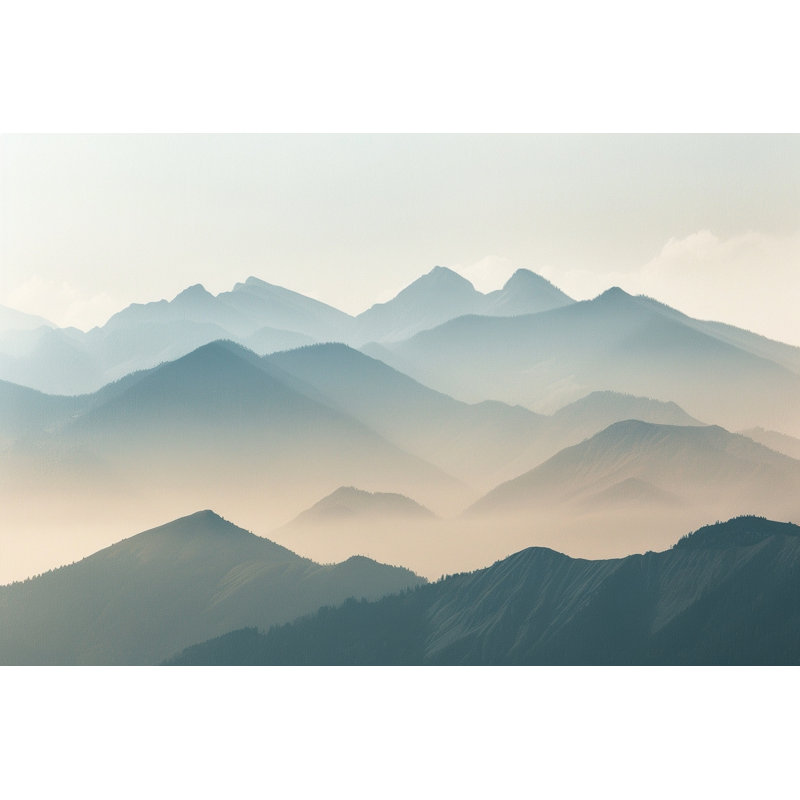 Art mural sur toile Hazy Mountain Ridges, H 16 po x l 24 po x P 1,5 po