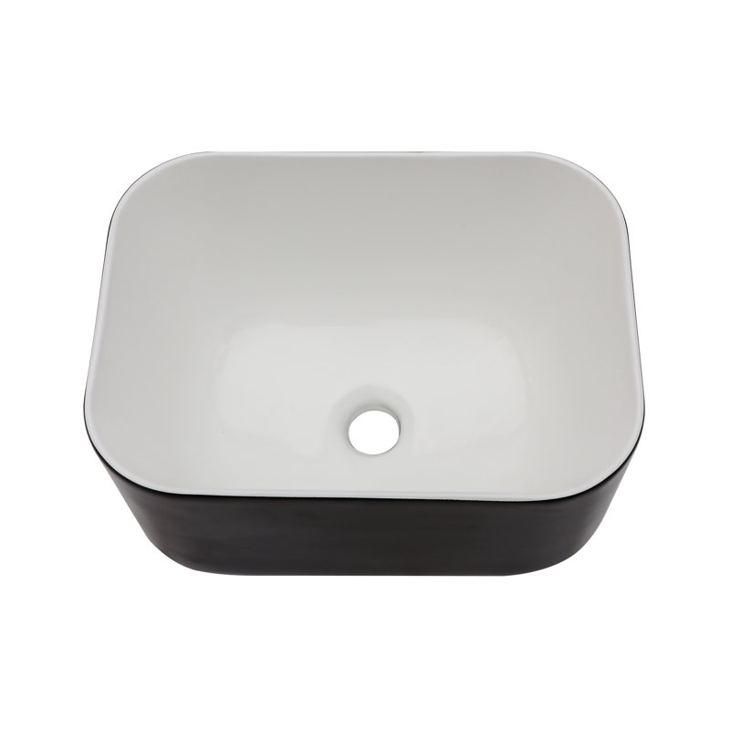 Lavabo de salle de bain rectangulaire en céramique 12 po MONSFEST, Noir
