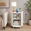 Table de bout cannelée ronde de 23,6 po avec station de charge et rangement pour porte coulissante-488845074-490842229