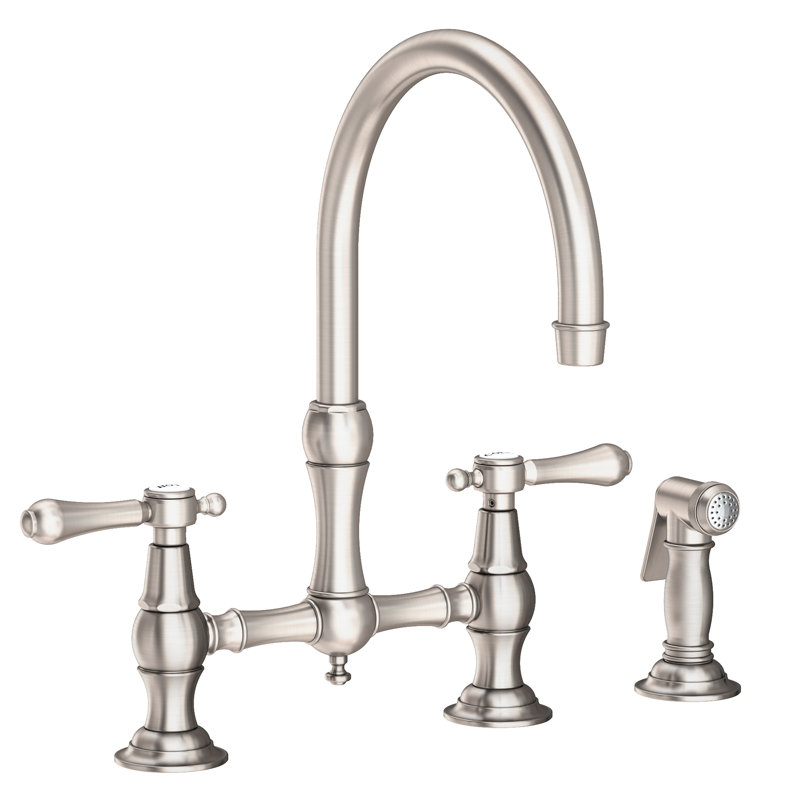 Chesterfield Bridge Kitchen Faucet with Side Spray, Satin Nickel (PVD)