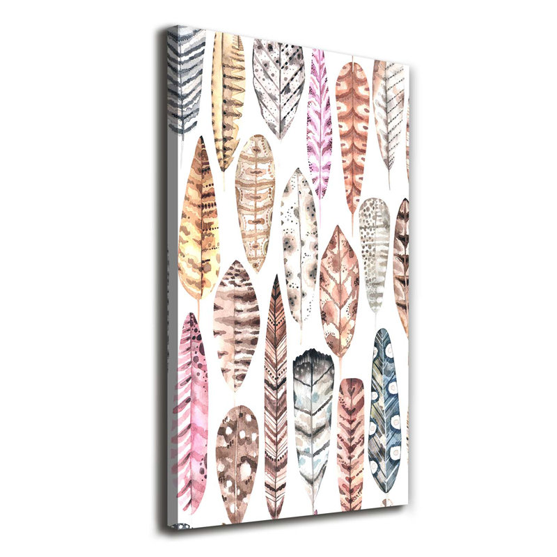 Colourful Feathers - Wrapped Canvas Print