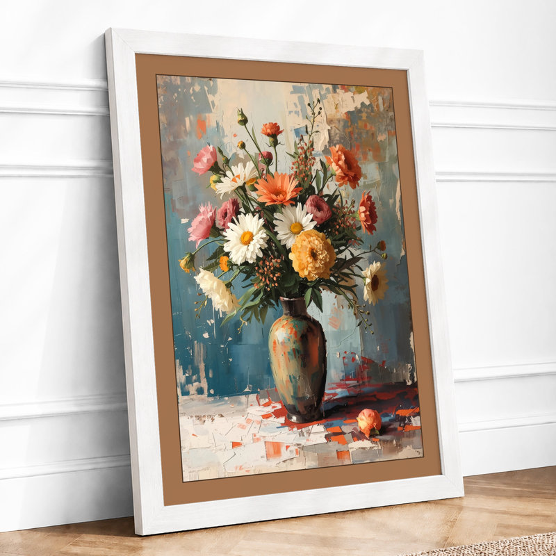 Faded Florals Boho - Framed Print, A3 - 42.0 x 29.7 cm, White