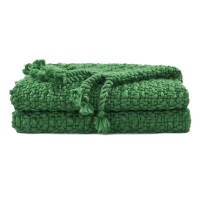 Basket Weave Knitted Throw Blanket