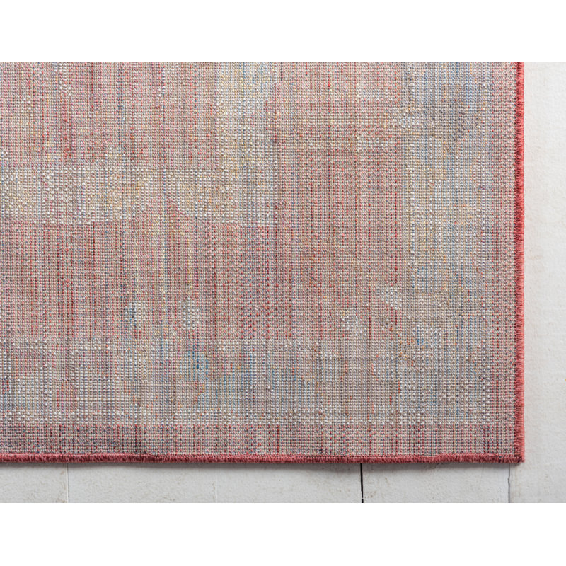 Tapis rouge / bleu Rosamonde, Tapis de couloir 2 pi 7 po x 8 pi 2 po