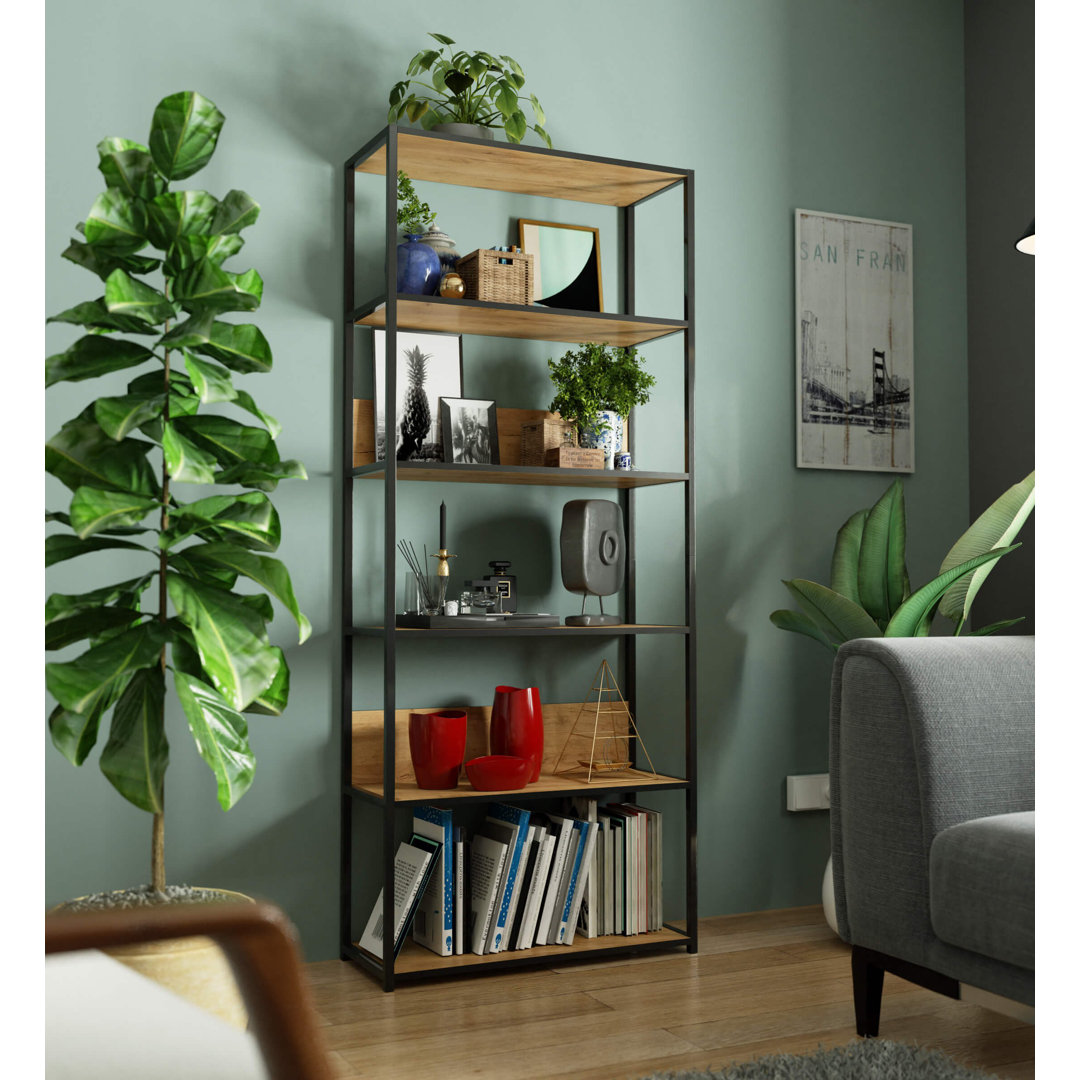 Bücherregal LoftDesigns Metallregal mit Ebenen aus Holzwerkstoff Breite 80 cm