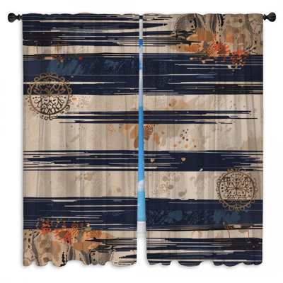  Beige Striped Patterns Window Curtains Stripes Sheer & Room Darkening - 2 Panels