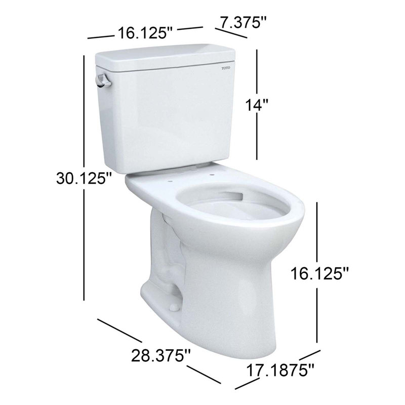 Toilette allongée deux pièces Drake® 1,6 GPF (économe en eau) (siège non inclus)