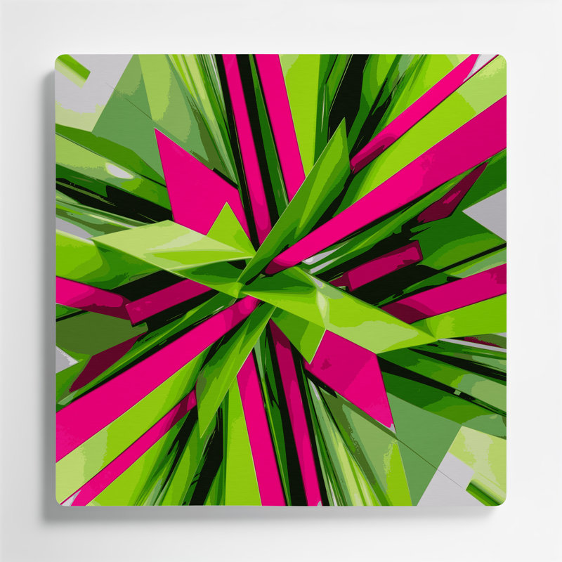 «Geometric Abstraction 45», art mural en métal vert, H 32 po x l 32 po