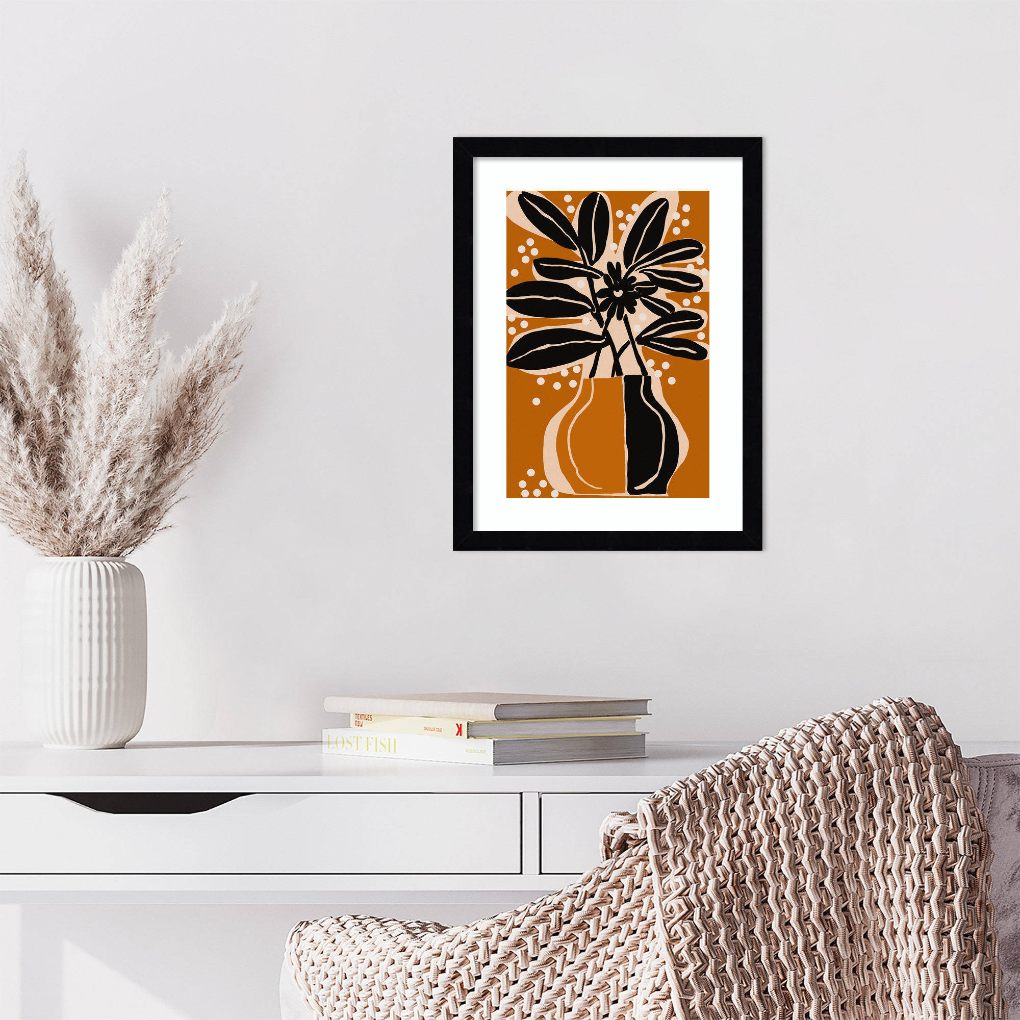 Ochre Still Life No 6 by Treechild Wood Framed Wall Art Print, Black, 17" H x 13" W