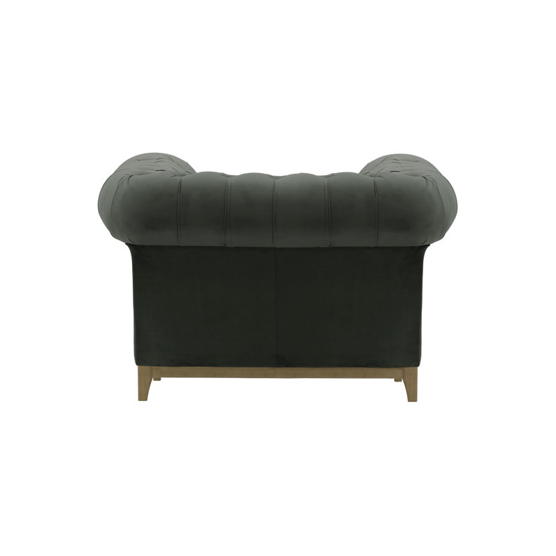 Frye Velvet Chesterfield Chair, Olive Green, Graphite