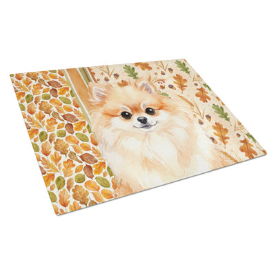 Pomeranian Heirloom Fall Glass Cutting Board