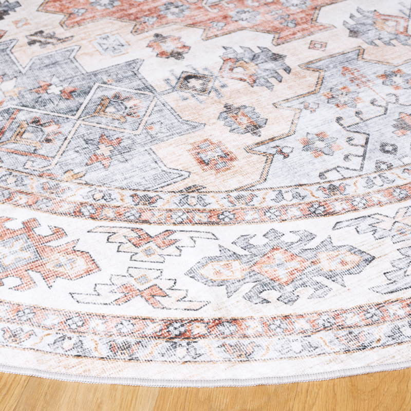 Abigal Performance Machine Washable Oriental Rug, Round 6'