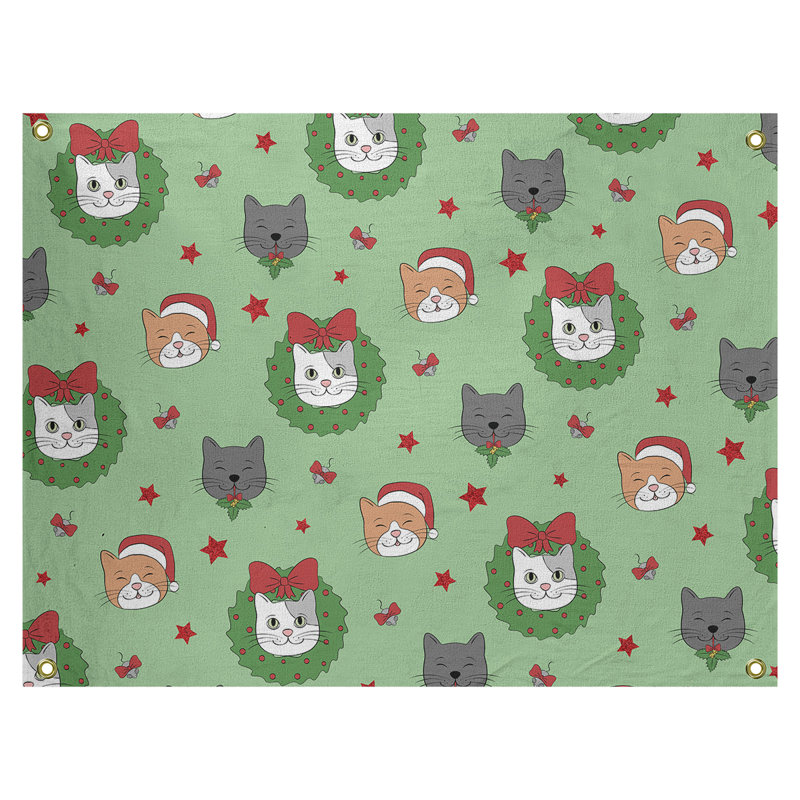 Tapisserie murale en polyester à la fête hol de noël, H 59 po x l 80 po, Vert clair / vert foncé / rouge