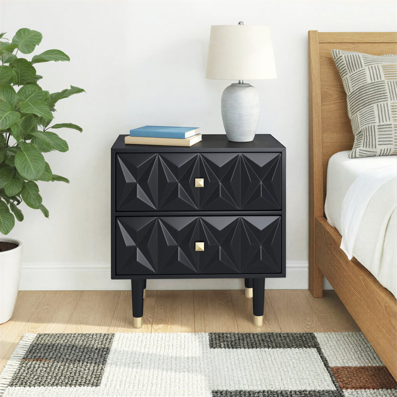 Bethli 2 Drawer Nightstand, Black