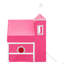 Lit mezzanine simple avec tente et tour rose Slide-130611581