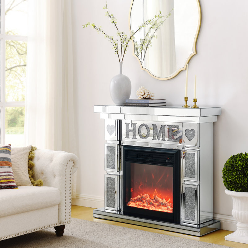 Acrylic Diamond Mirror Fireplace Cabinet, TV Fireplace Cabinet