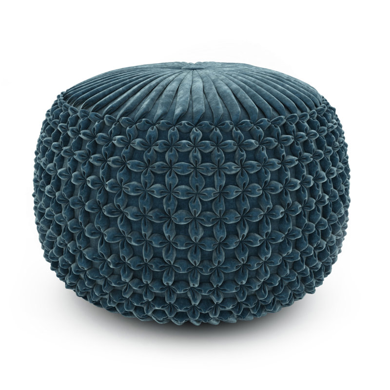 Renee - Round Pouf - Teal, Green Fabric