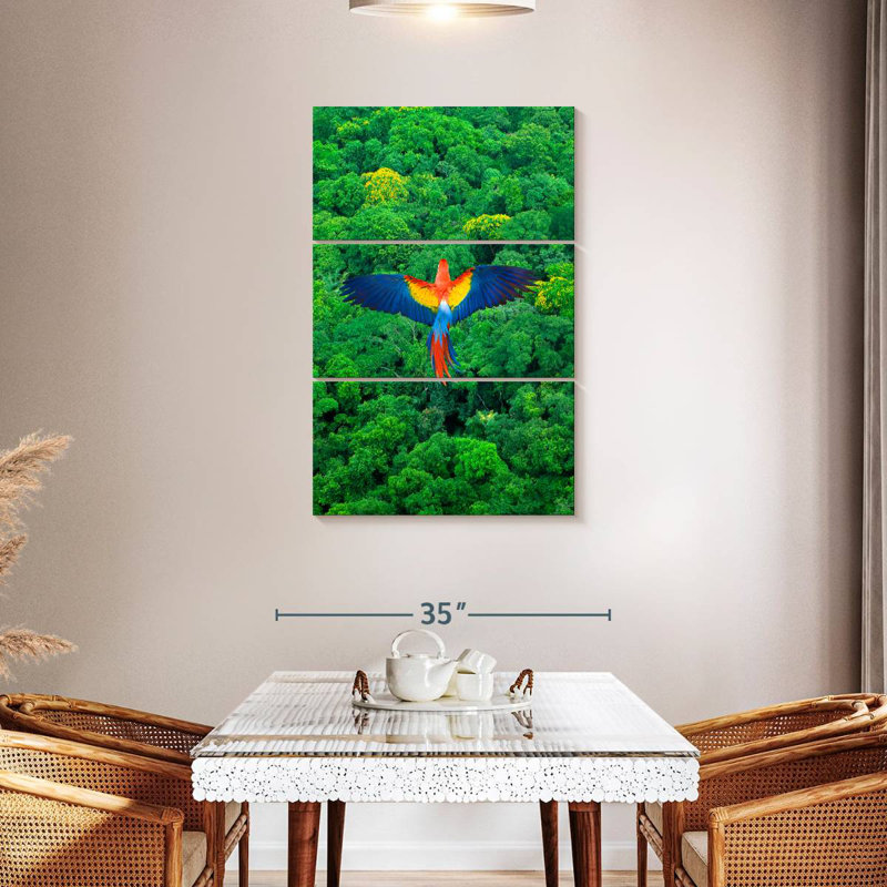Brampt Rainforest Scarlet Macaw, 45" H x 28" W