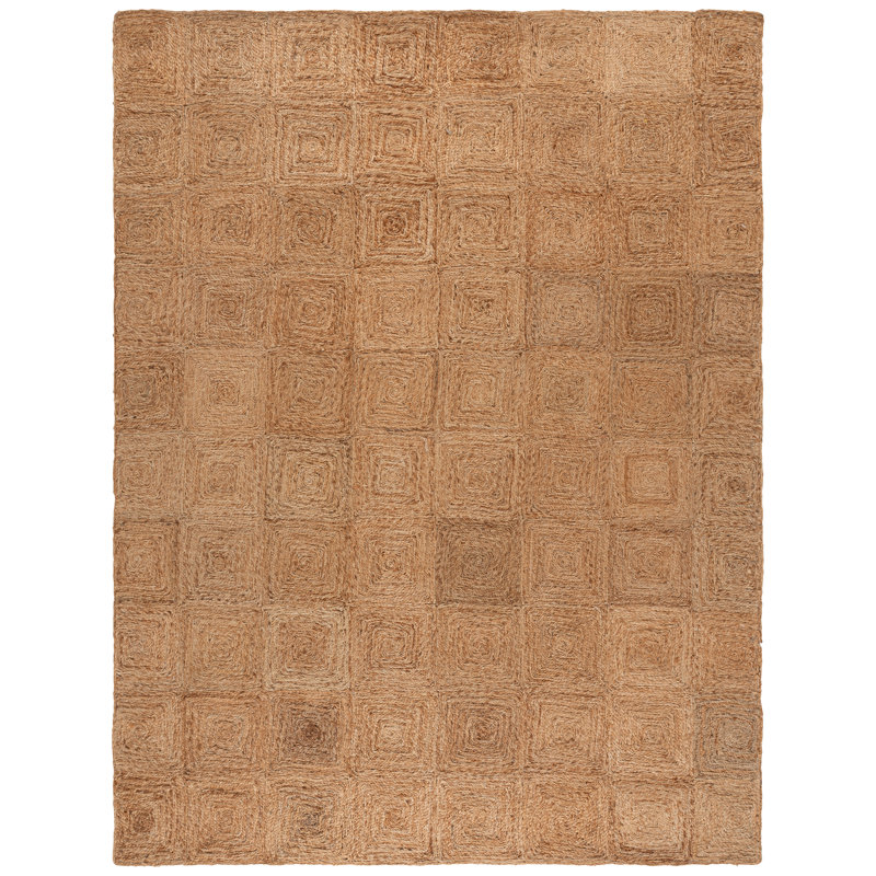 Chrissey Natural Fiber Hand Loomed Jute Pile Geometric Rug, Rectangle 8' x 10'