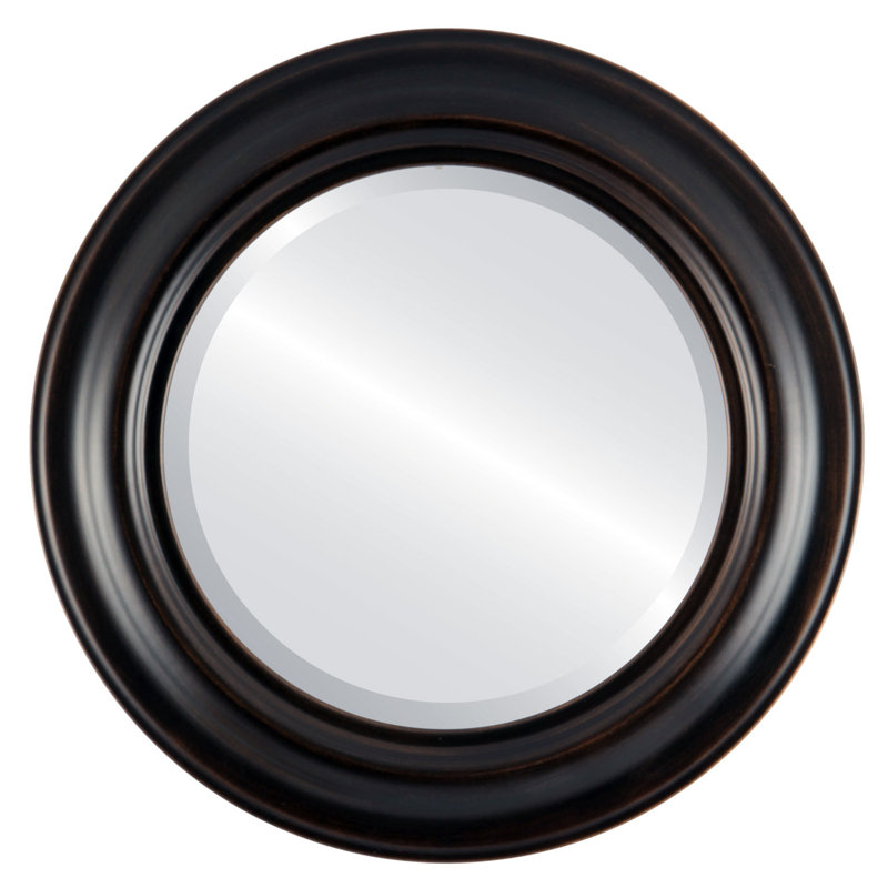 Woking Wood Flat Wall Mirror, 19" H x 19" W, Matte Black