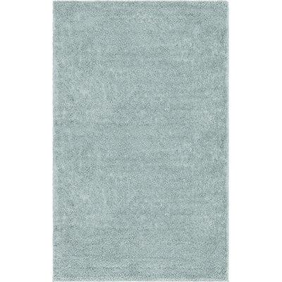 Tapis à poils longs en polypropylène tissé à la machine en vert sauge Fragos